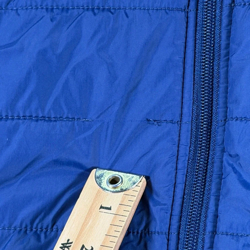 Asics Mens Blue Puffer Hooded Jacket Lightweight Full Zip‎ Athletic Sportswear